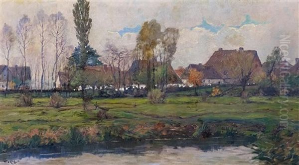 Dorf In Der Nahe Von Paderborn Oil Painting by Wilhelm (Willy) Lucas