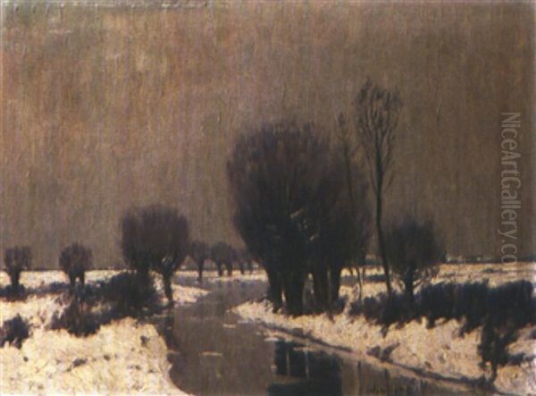 Winterliche Bachlandschaft Oil Painting by Wilhelm (Willy) Lucas