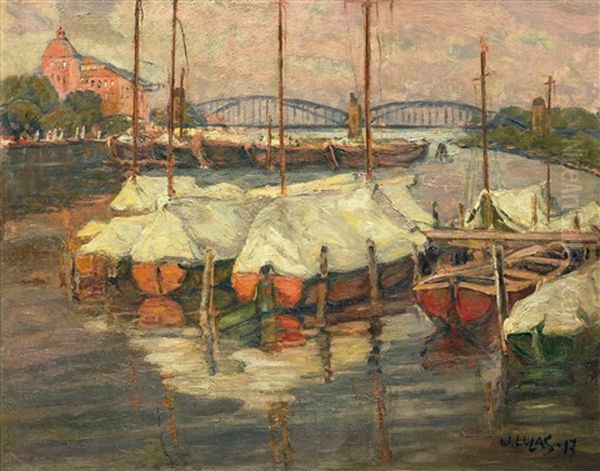 Oberkasseler Brucke Oil Painting by Wilhelm (Willy) Lucas