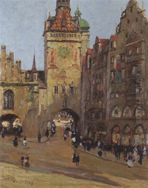 Der Marienplatz In Munchen Oil Painting by Wilhelm (Willy) Lucas