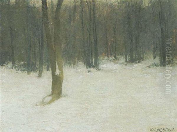 Verschneite Waldlichtung Im Abenddunst Oil Painting by Wilhelm (Willy) Lucas