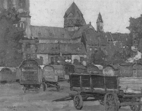 Zirkuswagen Vor Einer Kirche Oil Painting by Wilhelm (Willy) Lucas