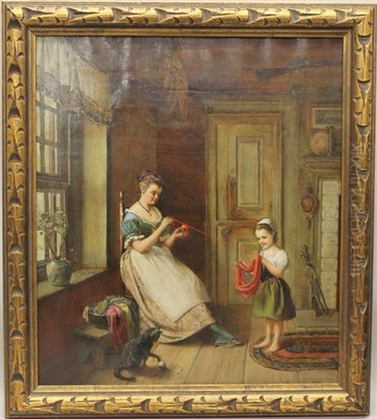 Interior Genre Scene Oil Painting by Percival de Luce