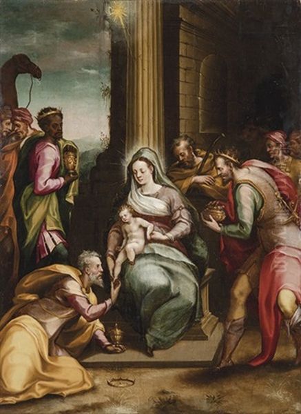 Adoracion De Los Reyes Oil Painting by Girolamo Lucenti