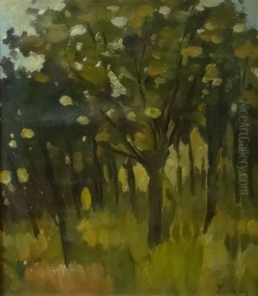 Trees In The Forest Oil Painting by Stefan Luchian