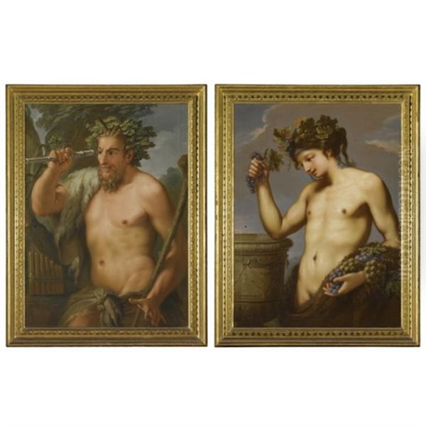 Pan (+ Bacchus; Pair) Oil Painting by Charles Lucy