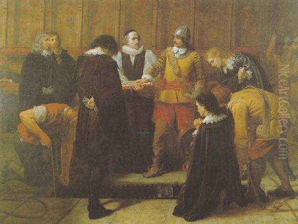 The Burial Of Charles I At St. George's  Chapel Oil Painting by Charles Lucy