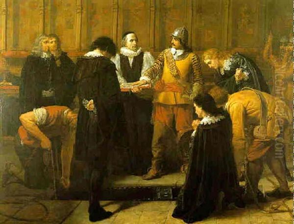 The Burial Of Charles I At St. George's Chapel Oil Painting by Charles Lucy