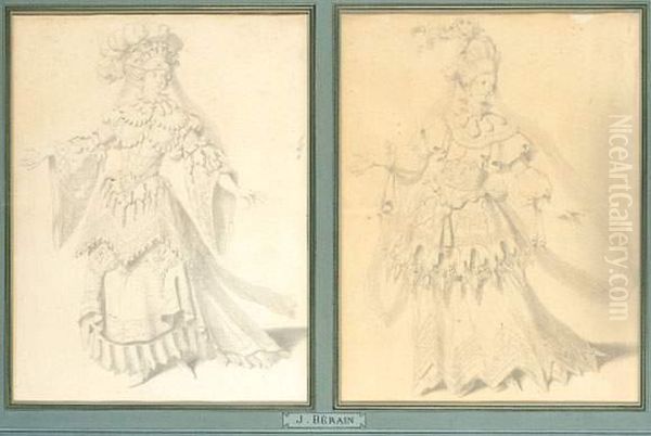 Etudes De Costumes De Theatre Oil Painting by Jean I Berain