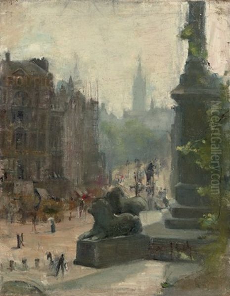 Trafalgar Square Oil Painting by Albert Ludovici Jr.