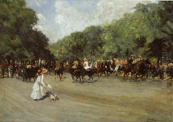 Morning Ride, Hyde Park Oil Painting by Albert Ludovici Jr.