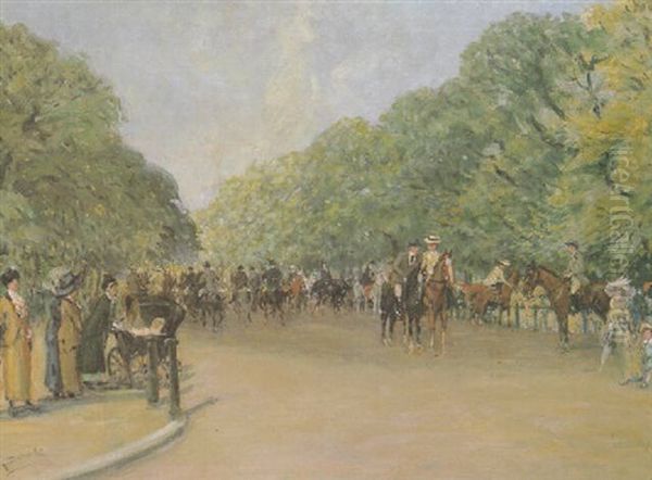 Rotten Row, Hyde Park Oil Painting by Albert Ludovici Jr.