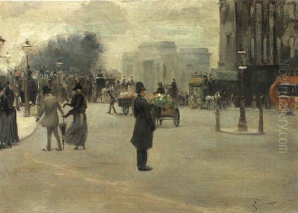 Hyde Park Corner Oil Painting by Albert Ludovici Jr.