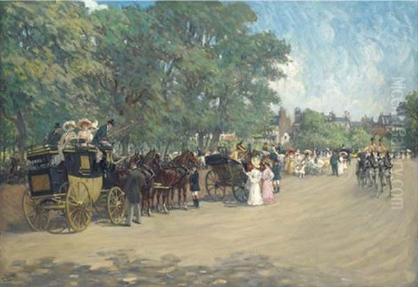 The-four-in-hand, Hyde Park Oil Painting by Albert Ludovici Sr.