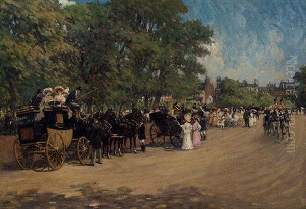 The Four-in-hand, Hyde Park Oil Painting by Albert Ludovici Sr.