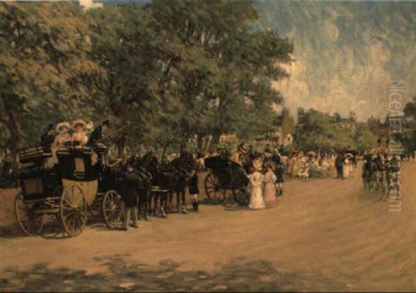 The Four-in-hand, Hyde Park Oil Painting by Albert Ludovici Sr.