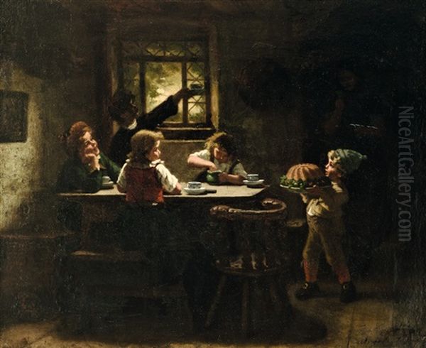 Der Geburtstagskuchen Oil Painting by Auguste Ludwig