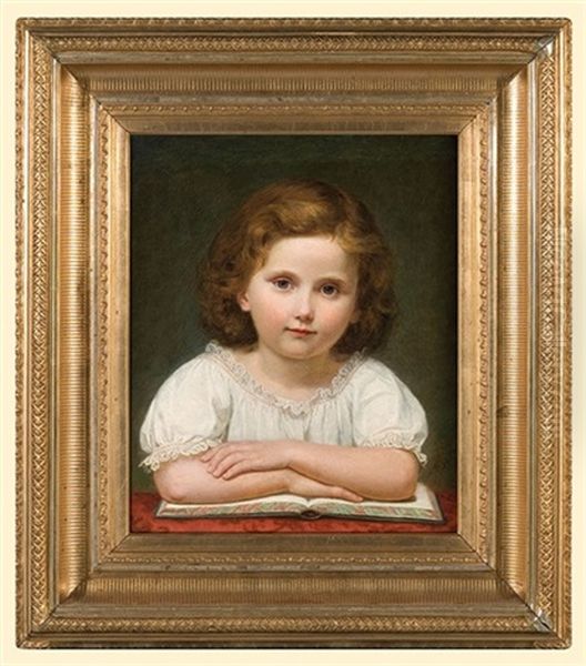 Girl With A Book Oil Painting by Auguste Ludwig