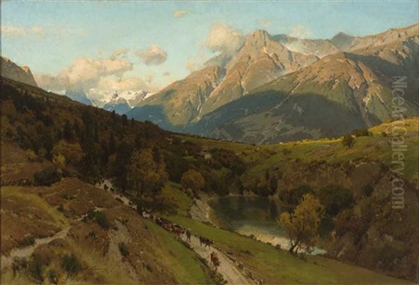 Prachtvolles Alpenpanorama Oil Painting by Carl Julius E. Ludwig