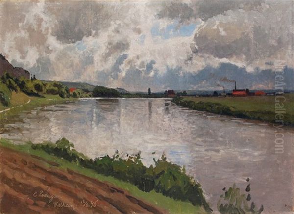 Kelheim An Der Donau Oil Painting by Carl Julius E. Ludwig