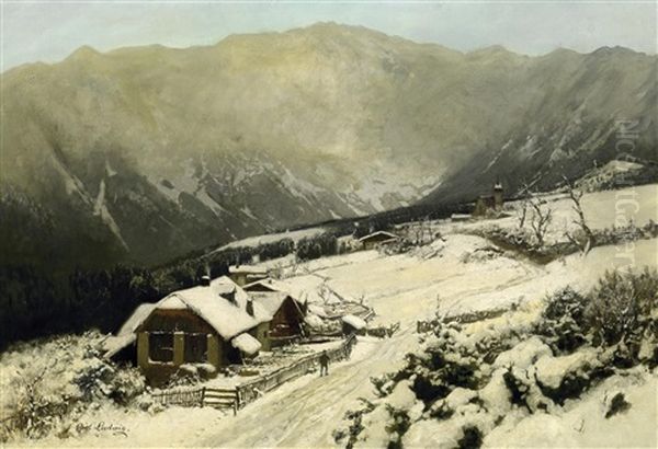 Winter Im Riesengebirge Oil Painting by Carl Julius E. Ludwig