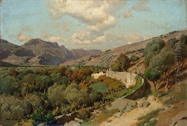 Italienische Landschaft Oil Painting by Carl Julius E. Ludwig