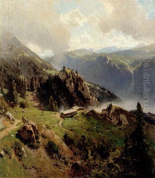 Hochgebirgslandschaft Oil Painting by Carl Julius E. Ludwig