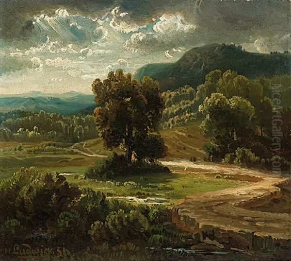 Voralpenlandschaft Oil Painting by Heinrich Ludwig