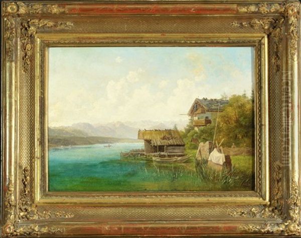 Starnberger See Mit Blick Auf Alpenkette Oil Painting by Michael Lueger