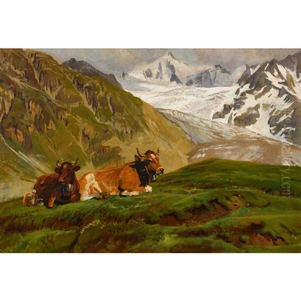 Paturage De Chanrion Oil Painting by Albert Lugardon