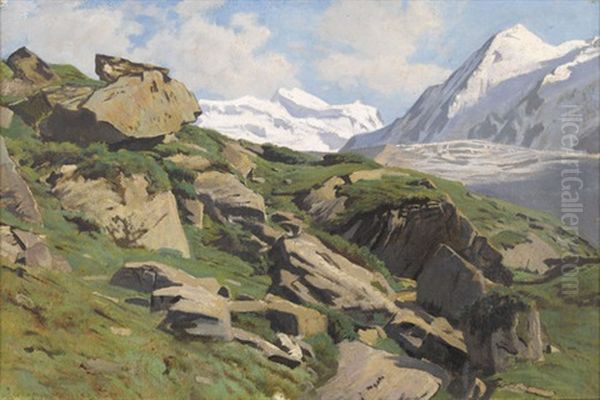 Grand Combin Von Corbassiere Aus Oil Painting by Albert Lugardon