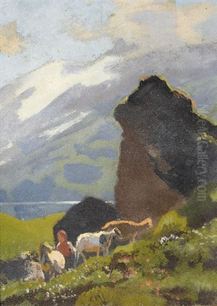 Etude A Engstlenalp Oil Painting by Albert Lugardon