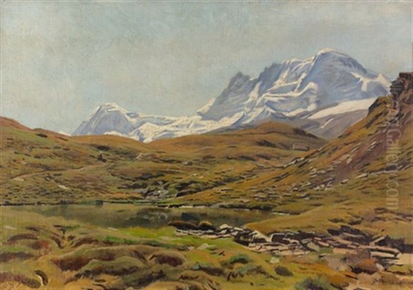 Le Breithorn Et La Chapelle Des Neiges Oil Painting by Albert Lugardon