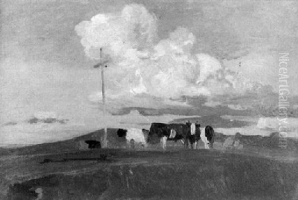 Landschaft Mit Kuhen Bei Greyerz by Albert Lugardon