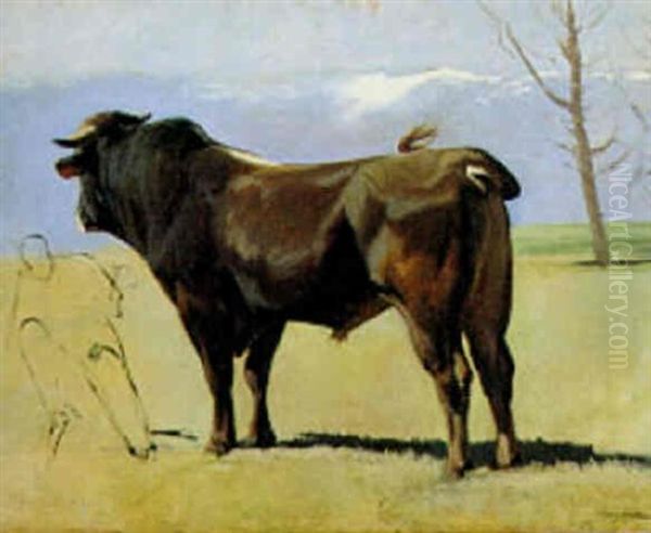 Taureau A Micheli Oil Painting by Albert Lugardon