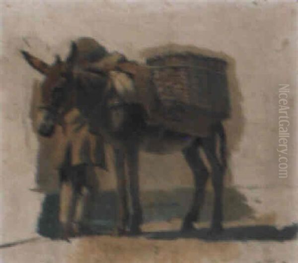 Bepackter Esel Oil Painting by Albert Lugardon