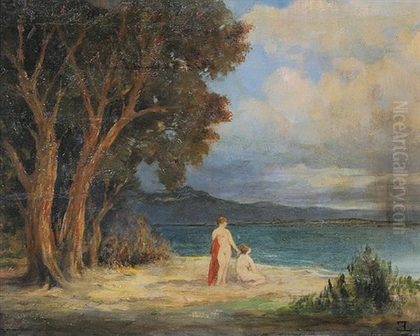 Badende Frauen Am Sudlichen Meer Oil Painting by Emil Lugo