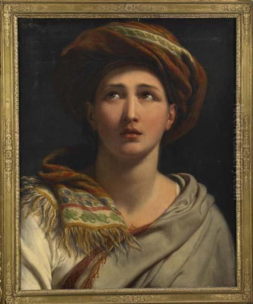 Jeune Homme Au Turban De Cachemire Oil Painting by Jean Baptiste Antoine Emile Beranger