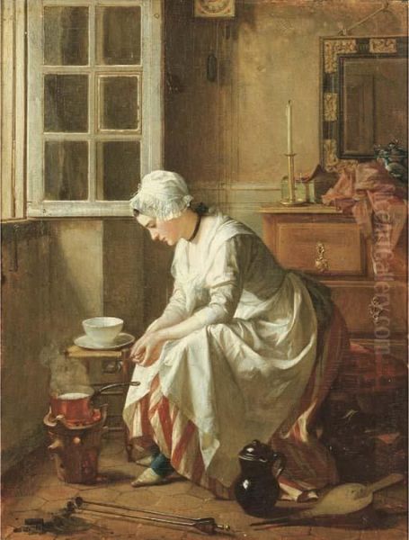 Lost In Thoughts Oil Painting by Jean Baptiste Antoine Emile Beranger