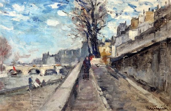 Les Quais Oil Painting by Ferdinand-Jean Luigini