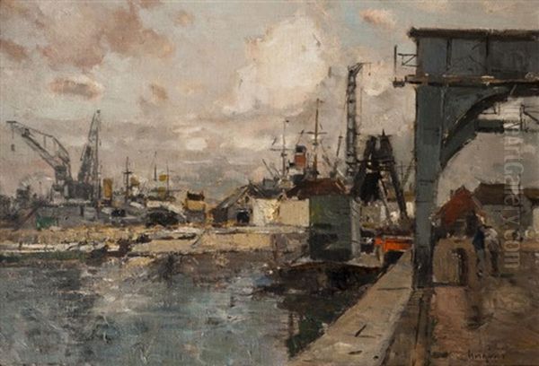 Le Port De Rouen Oil Painting by Ferdinand-Jean Luigini