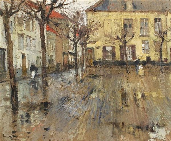 French Street Scene Oil Painting by Ferdinand-Jean Luigini