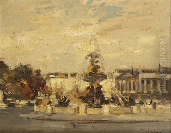 Vues De Paris (2 Works) Oil Painting by Ferdinand-Jean Luigini