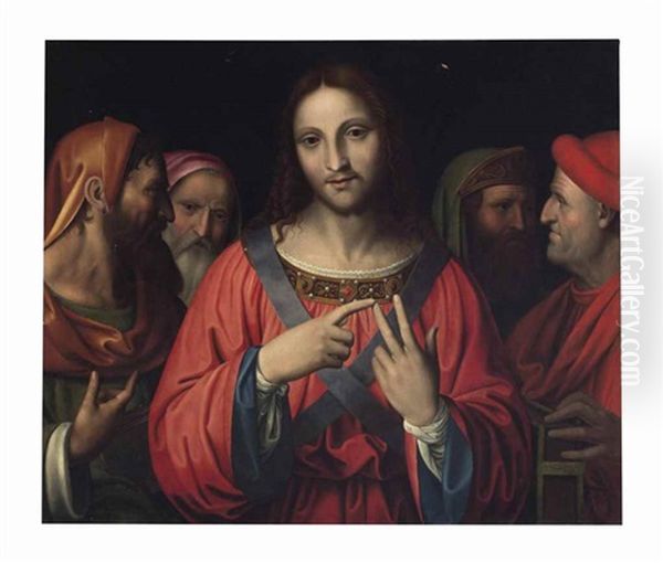 Christ Among The Doctors Oil Painting by Bernardino Luini