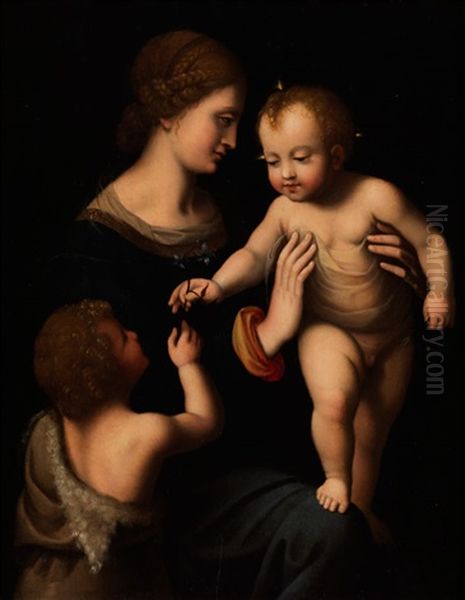 Madonna Mit Kind Und Johannesknaben Oil Painting by Bernardino Luini