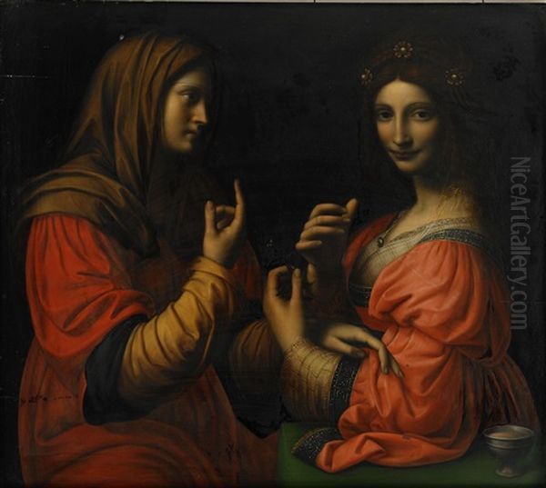 Dygden Och Fafangan Oil Painting by Bernardino Luini