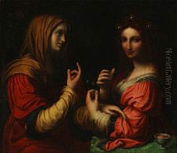 An Allegory Of Virtue And Vanitas Oil Painting by Bernardino Luini