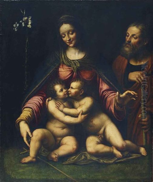 La Sainte Famille Avec Saint Jean-baptiste Oil Painting by Bernardino Luini