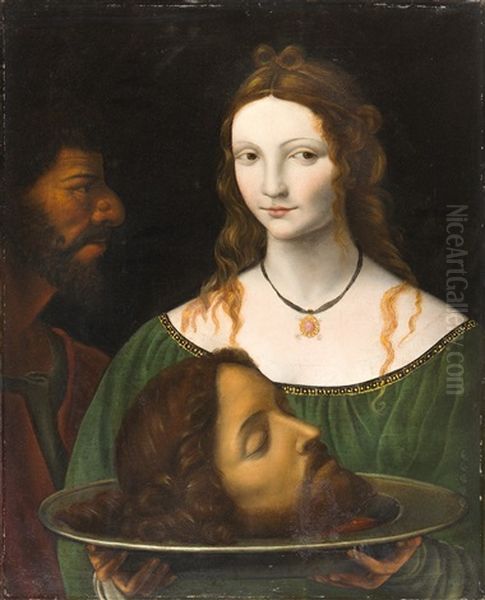 Salome Mit Dem Haupt Johannes Des Taufers Oil Painting by Bernardino Luini