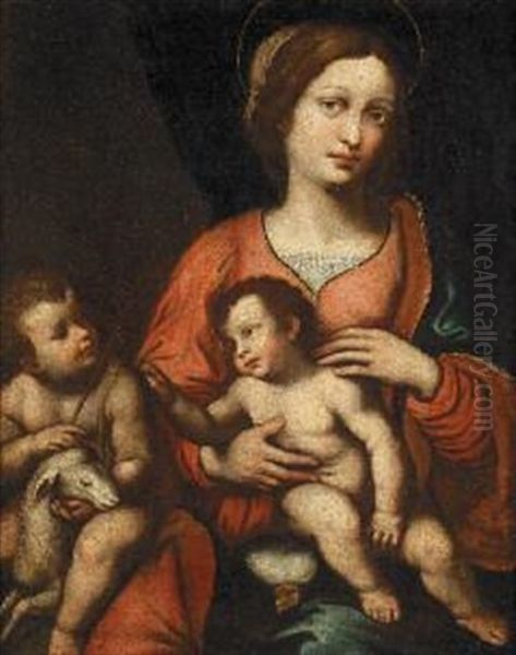 Madonna Con Il Bimbo E San Giovannino Oil Painting by Bernardino Luini